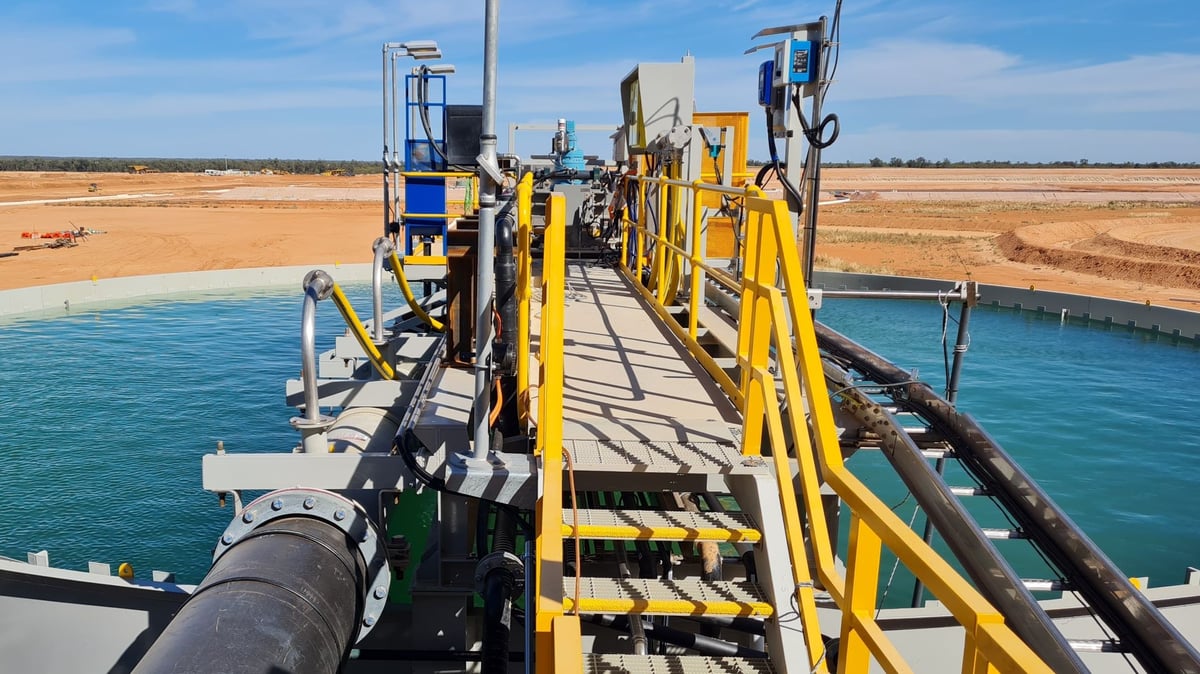 Thickener bridge operating on site at a mine